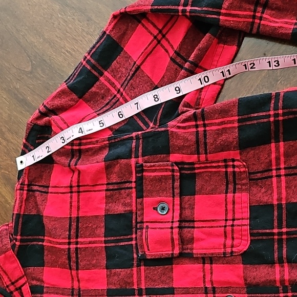 Original Use XS Red/Black Plaid Button-Up Long-Sleeved Jacket & Removable Hoodie - Picture 5 of 6